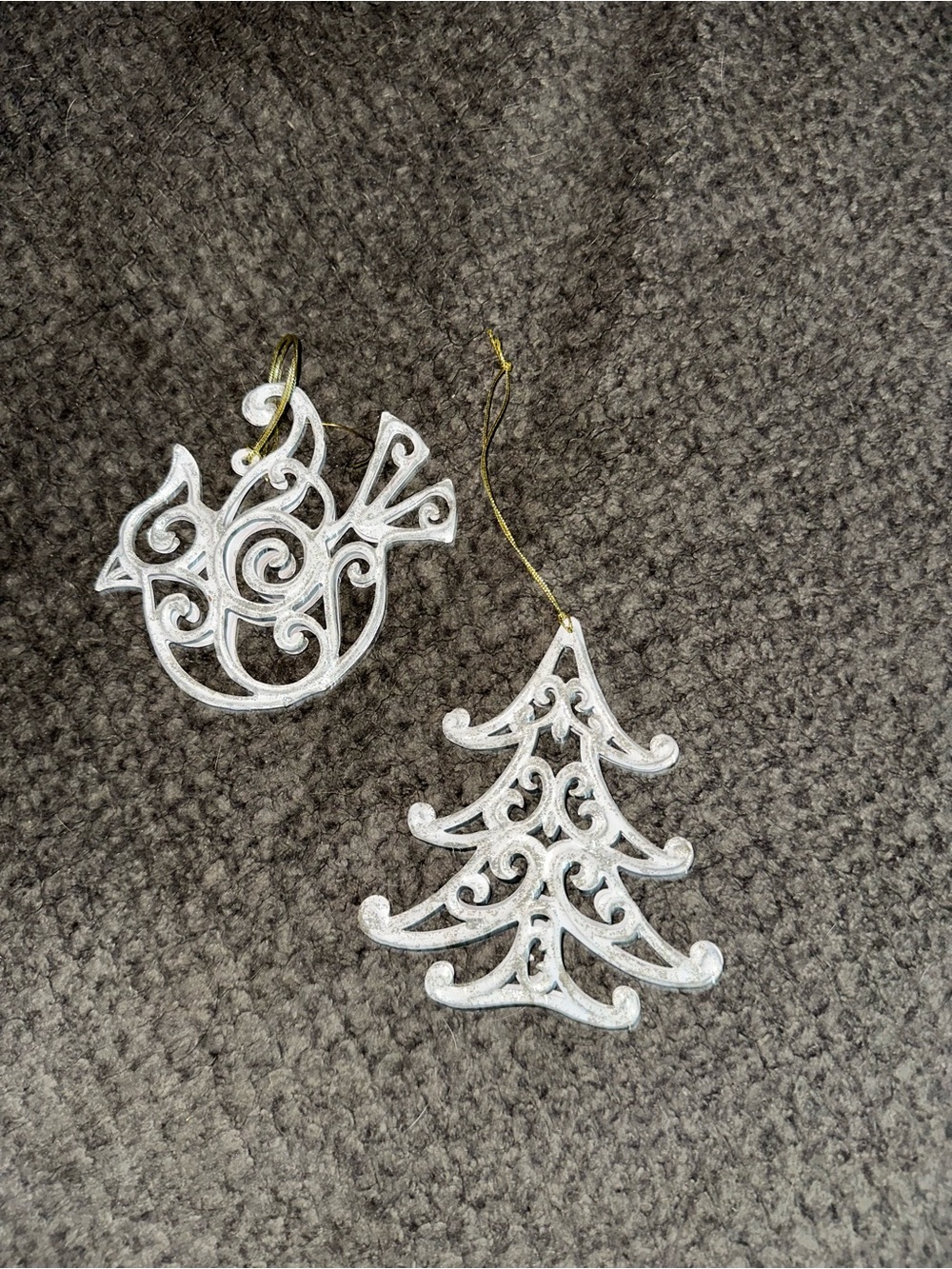 Metal Christmas Ornaments (Bird & Tree) 4" High